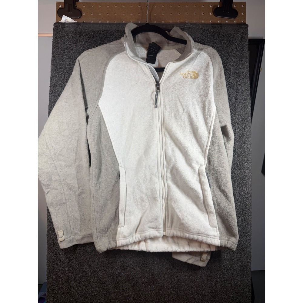 The North Face Fleece Jacket Womens Medium White Grey Full Zip Colorblock